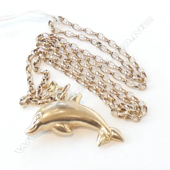 9CT GOLD CHAIN & DOLPHIN PENDANT 5GM
