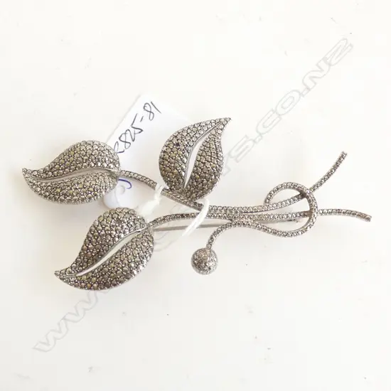 VINTAGE MARCASITE LARGE BROOCH H.105mm