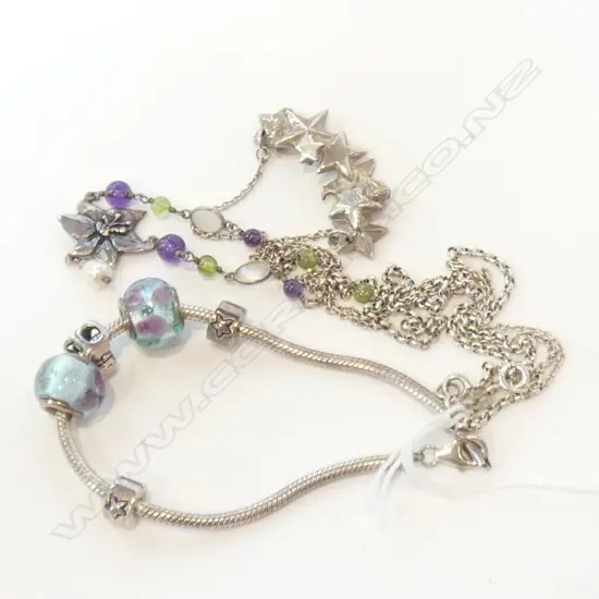 SILVER BRACELET & 2 NECKLACES