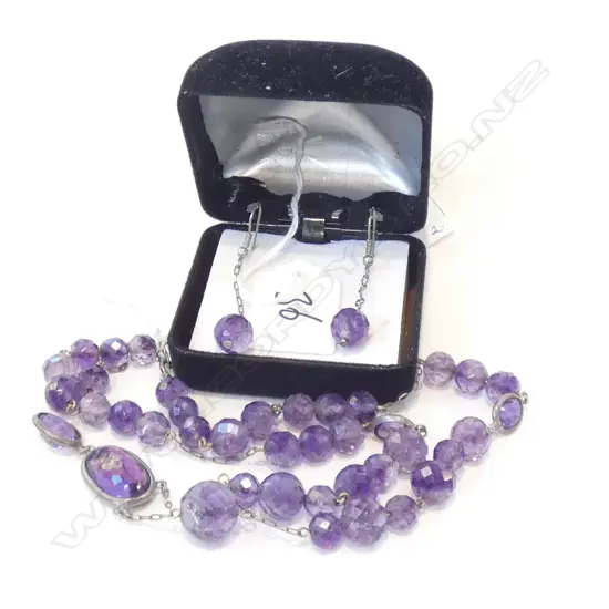 PURPLE AMETHYST NECKLACE & PR EARRINGS
