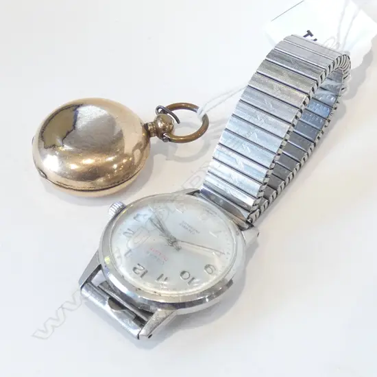 VINTAGE OSCAR WRISTWATCH + GOLD PLATED SOVEREIGN CASE