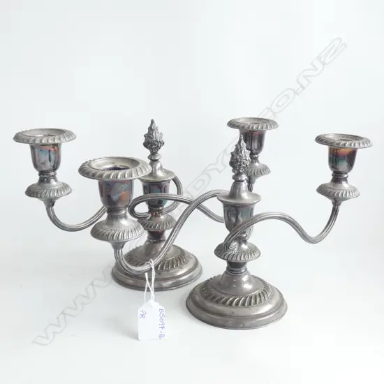 PR SILVER PLATE 2-CANDLE CANDELABRAS L 300 H. 160MM