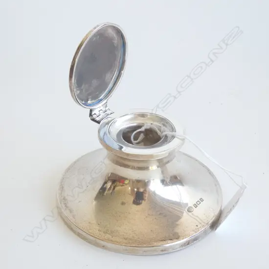 STG SILVER INK WELL - GLASS FONT  BIRMINGHAM 1925