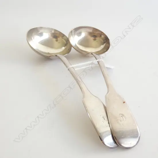 PR STG SILVER SAUCE LADLES L 180MM HALLMARK WORN 144GMS  