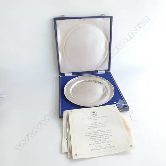 STERLING SILVER COMMEMORATE SILVER SALVER 373gm