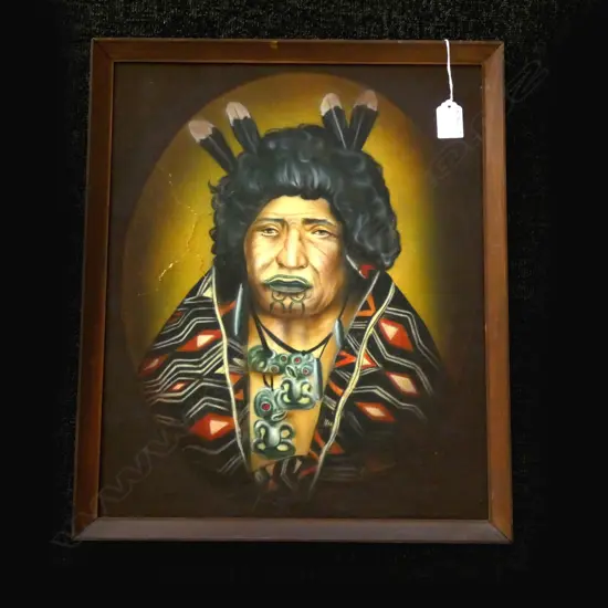 TE RANGI-PIKANGA PAINTING ON BOARD - SIGNED ILLEGIBLY A/F  420 X 340MM