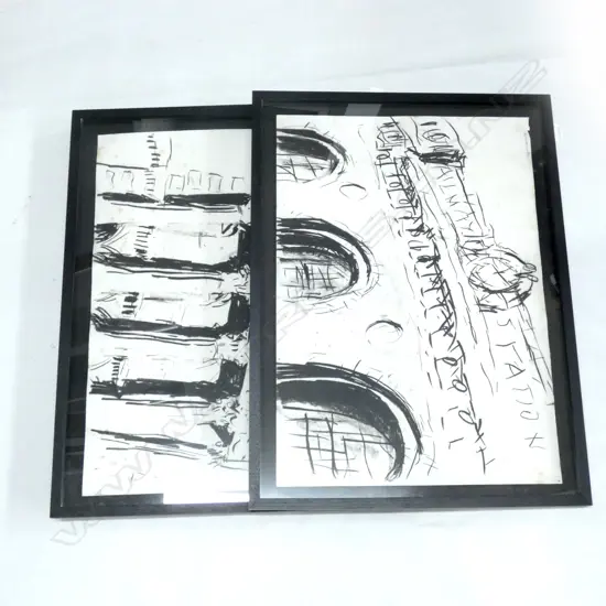 PR GARY FREEMANTLE CHARCOAL ARCHITECTURAL DRAWINGS 440x630mm C.1985