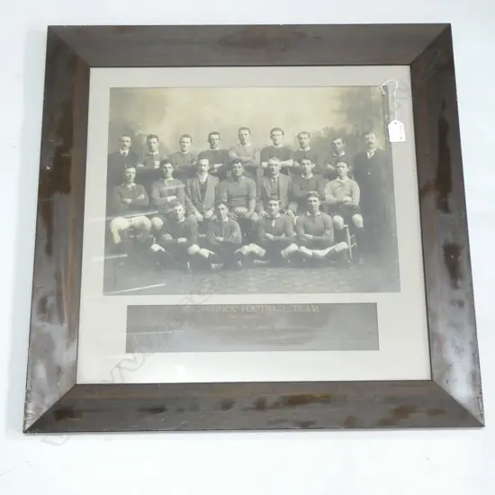 VINTAGE PHOTO ''ST PATRICK FOOTBALL TEAM (FIRST SEASON 1912), rimu frame. Image 335 x 435mm