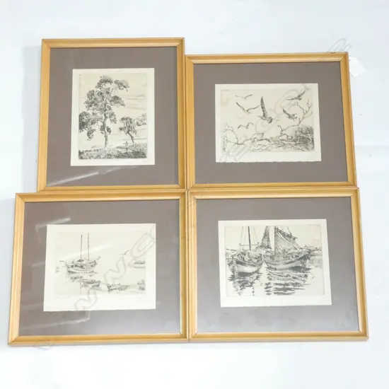SET 4 SIGNED WALTER RONALD LOCKE ETCHINGS 170 X 130MM