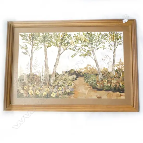 DRIED PLANTS ARTWORK; TREED LANDSCAPE 510x810mm