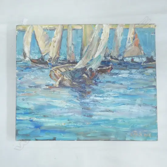 GRANT FINCH 'DEVONPORT YACHTS' OIL 2014 510x610mm