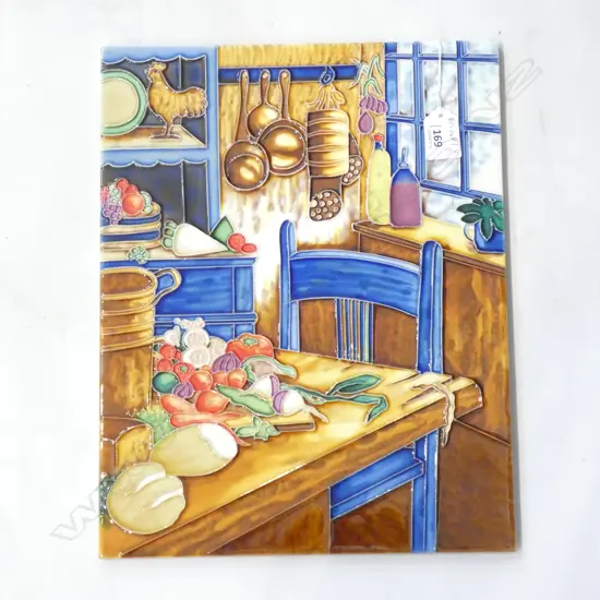 LARGE GLAZED INTERIOR SCENE CERAMIC TILE 355x280mm