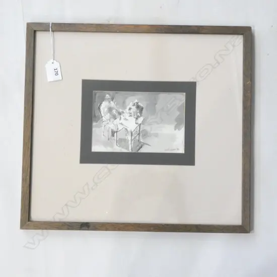 GARTH TAPPER PEN & WASH '2 GUYS HAVING A DRINK' 100x155mm