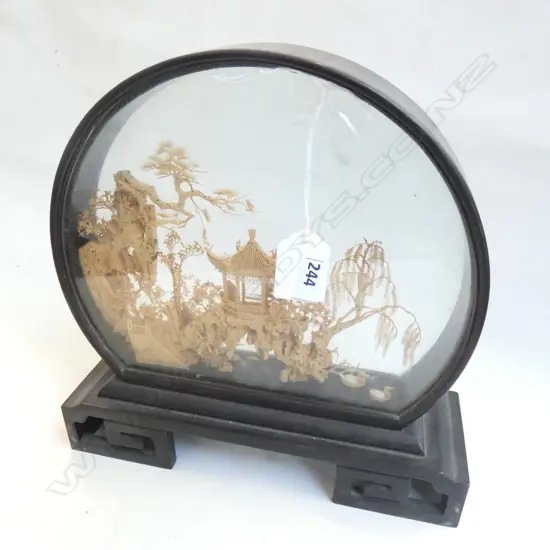 CHINESE CARVED CORK SCENE H.230mm