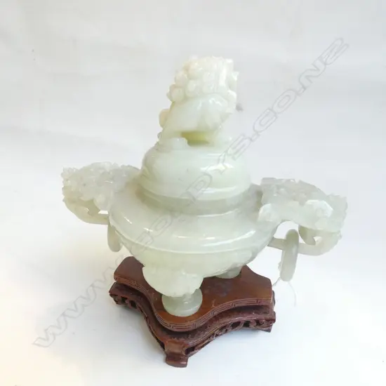 CHRYSOPRASE INCENSE BURNER ON STAND W.190mm