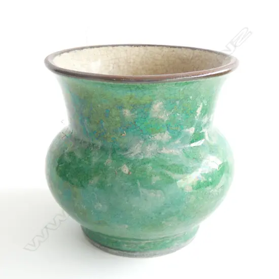 GREEN CRACKLE GLAZE ORIENTAL VASE H.120mm