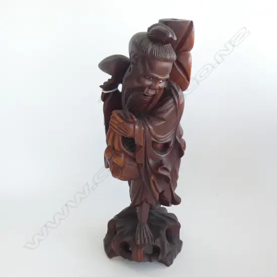 CARVED WOODEN ORIENTAL MAN H. 345MM