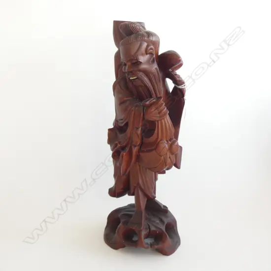 CARVED WOODEN ORIENTAL MAN  H. 360MM