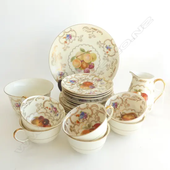 21 PCE CZECH TEA SET; 6 TRIOS, PLATE, MILK & SUGAR
