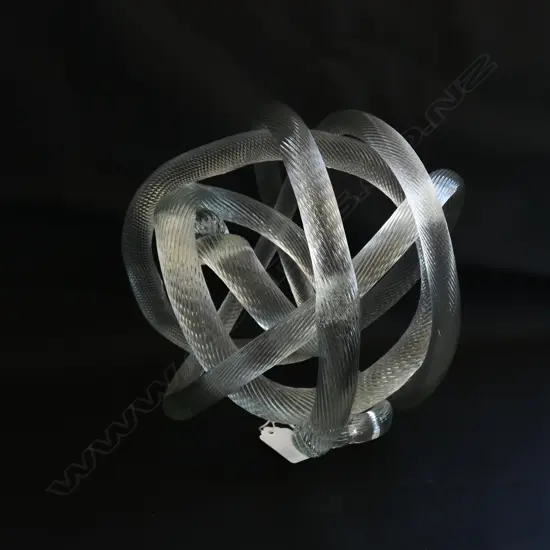 CONTEMPORARY CLEAR GLASS 'ROPE' SCULPTURE 200mm dia