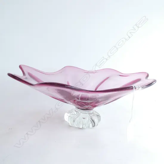 PINK GLASS MURANO FRUIT BOWL 350mm dia