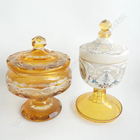 2 LIDDED GLASS CONTAINERS H.240mm