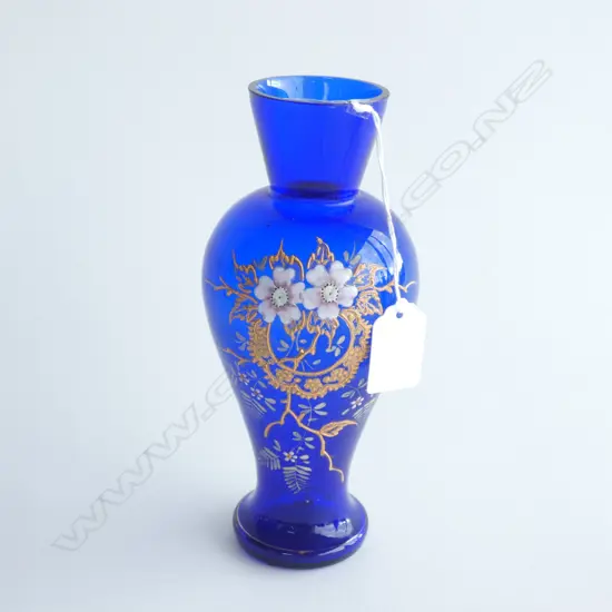 (16144) VENETIAN COBALT BLUE & GOLD VASE H. 195MM