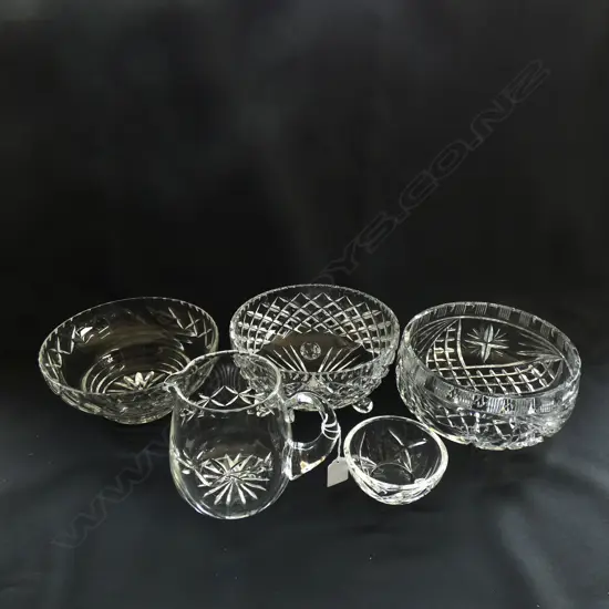 3 CRYSTAL BOWLS + SMALL WATERFORD DISH + JUG 