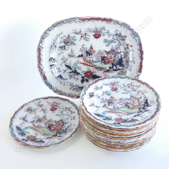 16 EARLY MINTONS SIDE PLATES 180mm dia + PLATTER