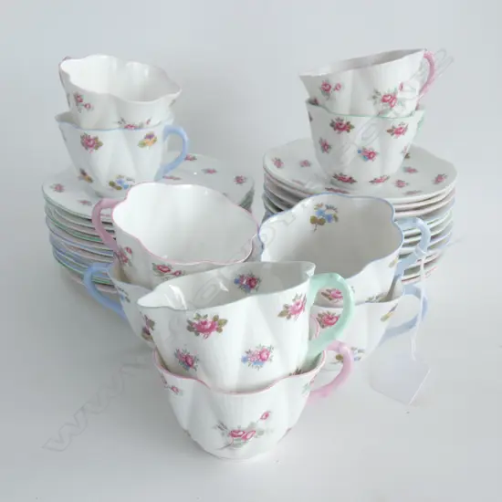 10 SHELLEY TRIOS + 2 PLATES & 2 SAUCERS...