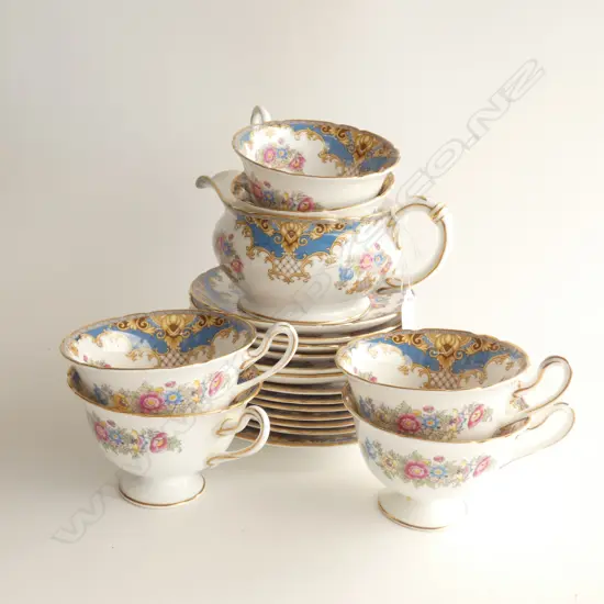 20 PCE SHELLEY 'SHERATON' TEA SET; 6 TRIOS, MILK & SAUCER
