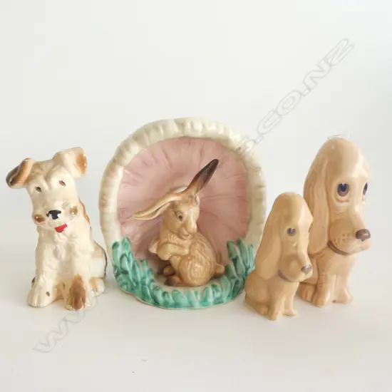 3 PCES SYLVAC; 2 DOGS & BUNNY H.140mm + SCOTTIE