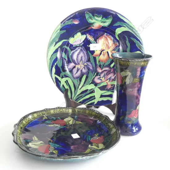 REUBENSWARE 'POMEGRANATE' VASE & PLATE + MALING PLATE AF