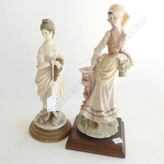 2 CAPODIMONTE FIGURINES; LADY w. URN & LADY w. BASKET H.280mm