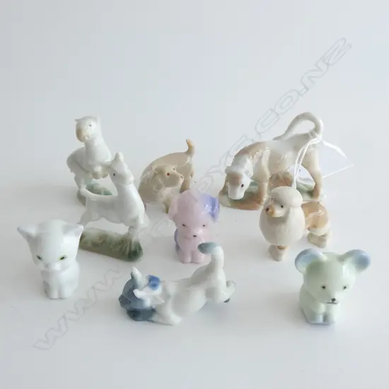 9 SMALL PORCELAIN ANIMALS; WADE ETC H.45mm