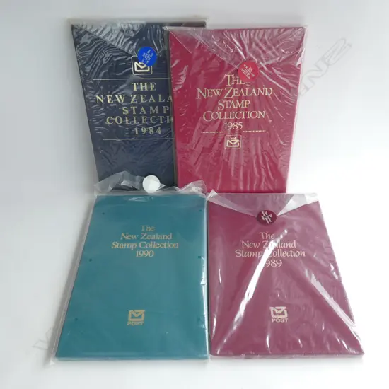 4 NZ STAMP COLLECTIONS; 1984, 1985, 1989, 1990
