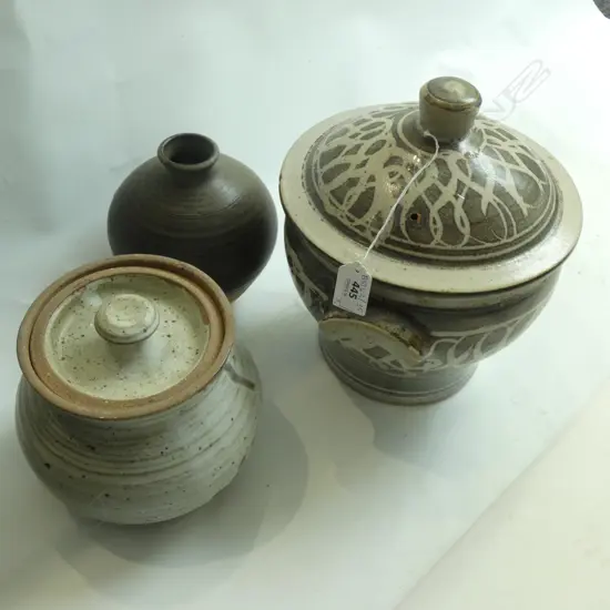 3 PCES STUDIO POTTERY H.230mm