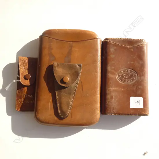 2 LEATHER CIGAR CASES + 2 OTHER