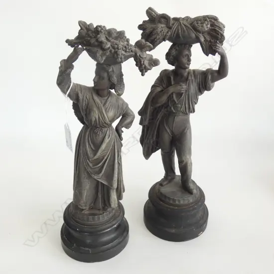 PR OF MALE AND FEMALE SPELTER FIGURES H 320 MM