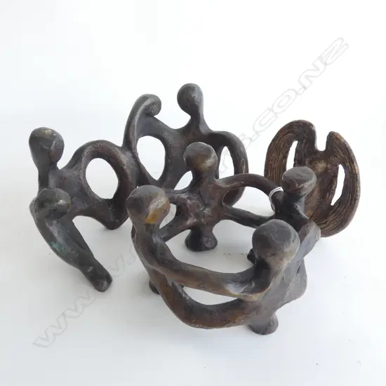 3 BRONZE SCULPTURES - CIRCLE OF FRIENDS; ANGEL & ONE OTHER  - LARGEST L 210MM 