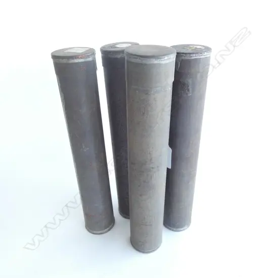 4 VINTAGE WINE HYDROMETERS IN METAL TUBE CASES L.255mm