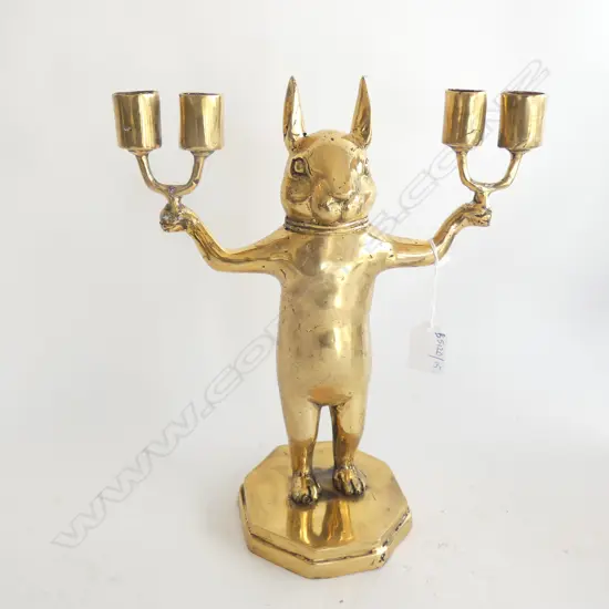 BRASS RABBIT CANDLEHOLDER H.280mm