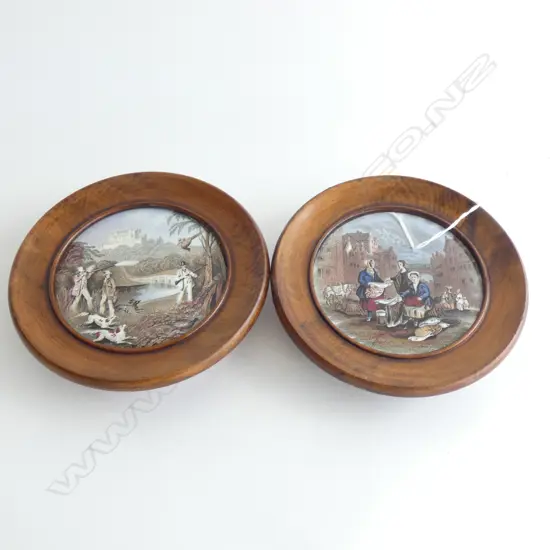 2 REPRODUCTION POT LIDS, FRAMED 110mm dia