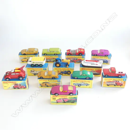 BOX 12 ASST MATCHBOX SUPERFAST CARS - ALL IN ORIGINAL BOXES