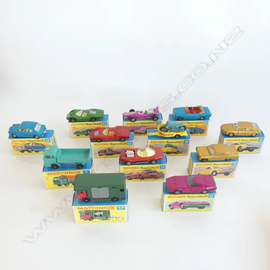 BOX 12 ASST MATCHBOX SUPERFAST CARS - ALL IN ORIGINAL BOXES