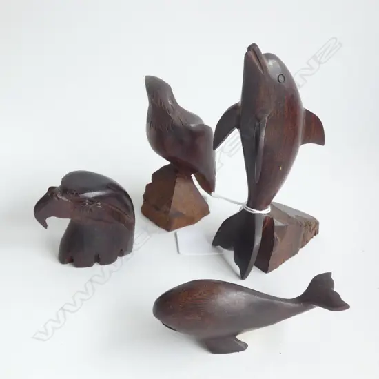 HAND CARVED WOODEN DOLPHIN(H. 145MM) / WHALE & 2 EAGLES X 2 