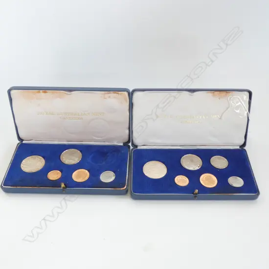 2 SETS 1966 'COMMONWEALTH OF AUSTRALIA' BOXED COINS (10C PC MISSING IN ONE SET) 