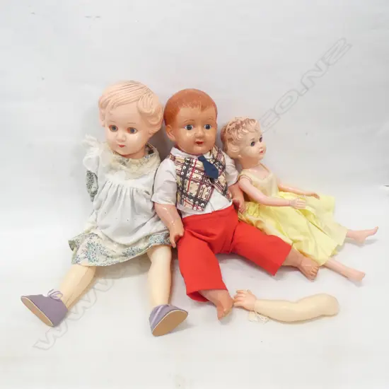 3 VINTAGE PLASTIC DOLLS