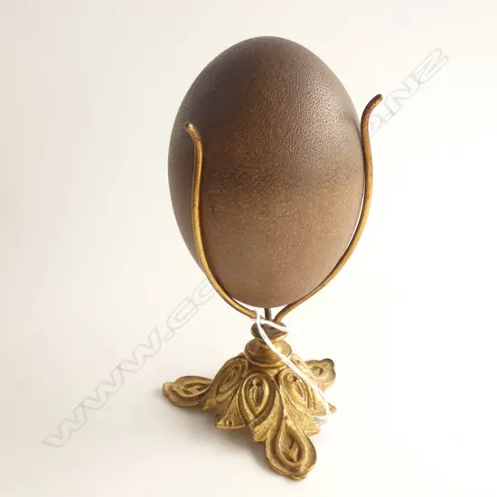 EMU EGG WITH GOLD GILDED STAND H. 220MM