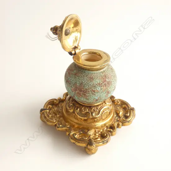 (16144) GOLD GILDED & PAINTED INK WELL H. 115MM